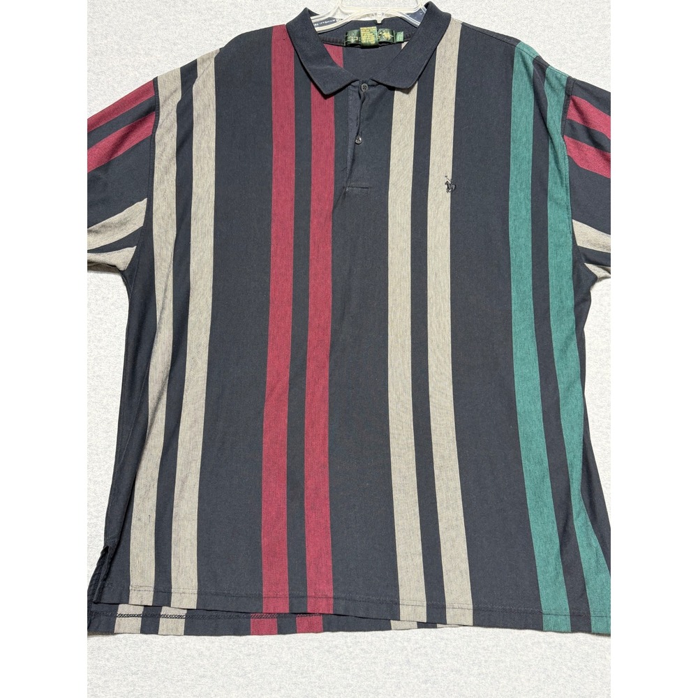 Knights of the Round Table Mens Striped Polo Shirt Navy Burgundy Teal XL‎